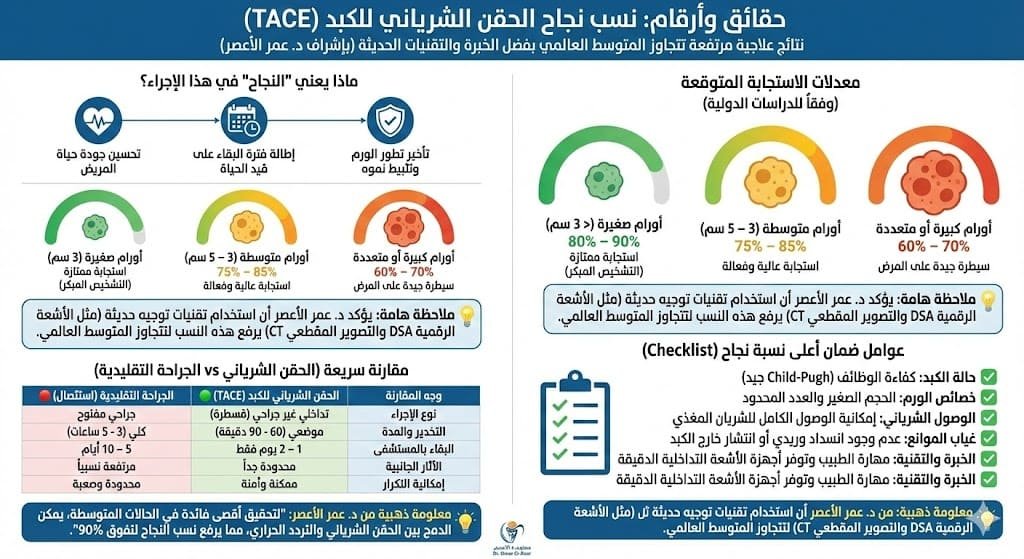 نسبة نجاح الحقن الشرياني للكبد